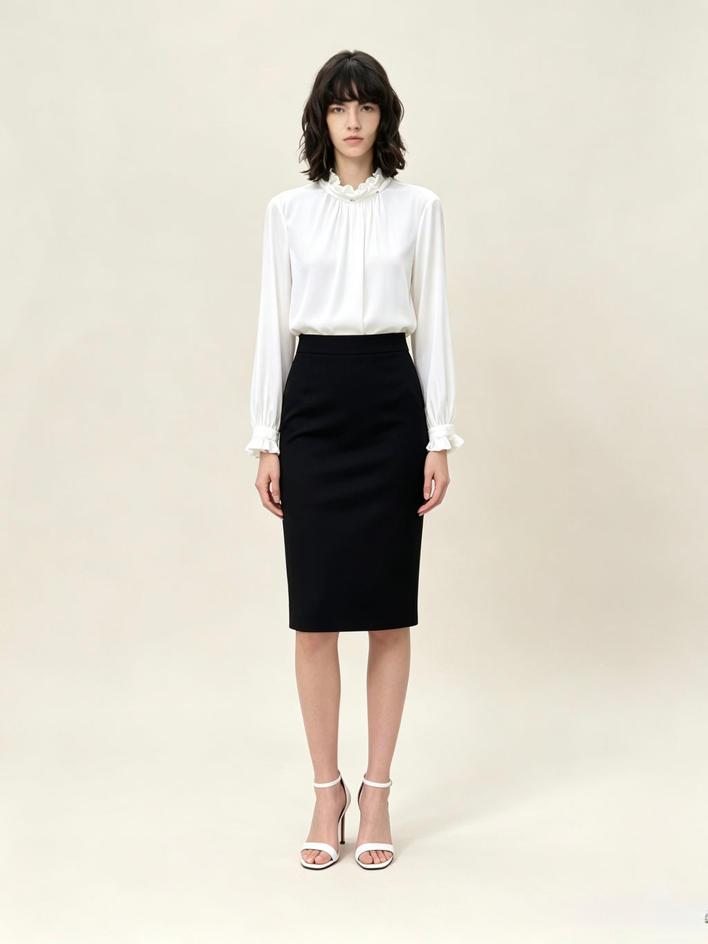 Long Sleeve Raffled Blouse